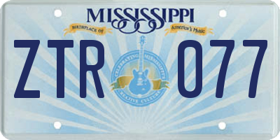 MS license plate ZTR077