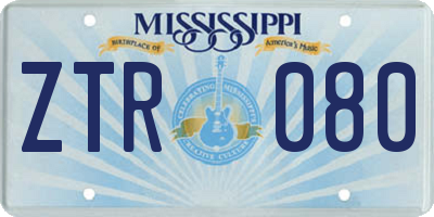 MS license plate ZTR080