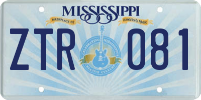 MS license plate ZTR081