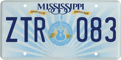 MS license plate ZTR083