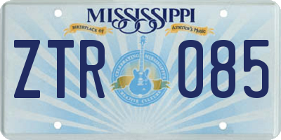 MS license plate ZTR085