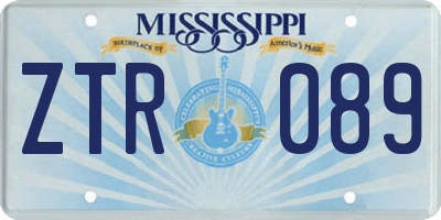 MS license plate ZTR089