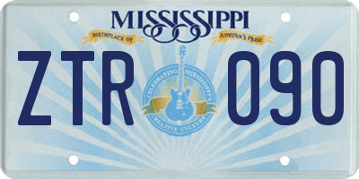 MS license plate ZTR090