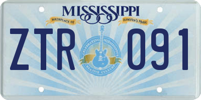 MS license plate ZTR091