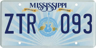 MS license plate ZTR093