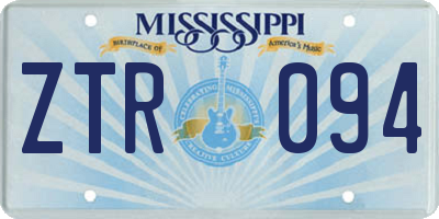 MS license plate ZTR094