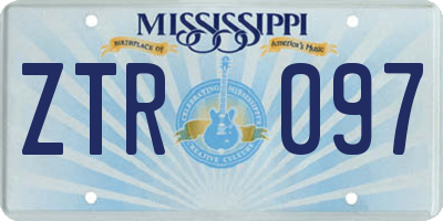 MS license plate ZTR097