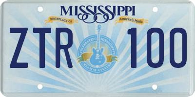 MS license plate ZTR100