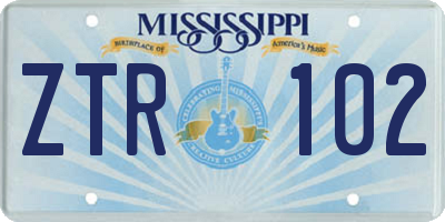 MS license plate ZTR102