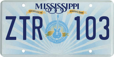 MS license plate ZTR103