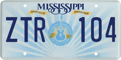 MS license plate ZTR104