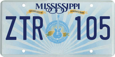 MS license plate ZTR105