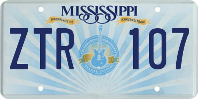 MS license plate ZTR107