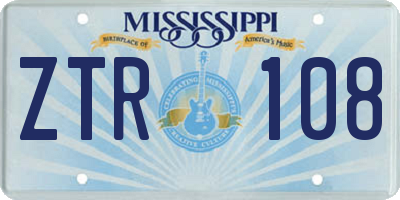 MS license plate ZTR108