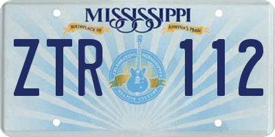 MS license plate ZTR112