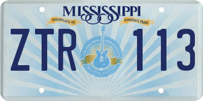 MS license plate ZTR113