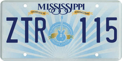 MS license plate ZTR115