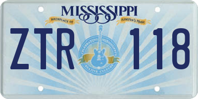 MS license plate ZTR118