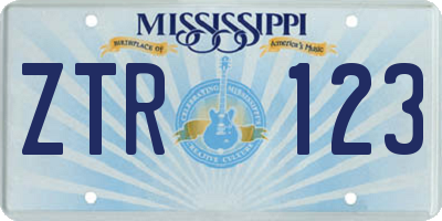 MS license plate ZTR123