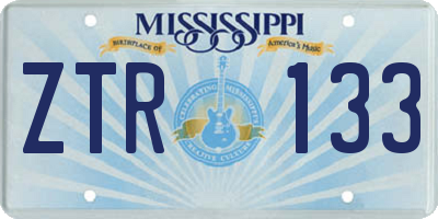 MS license plate ZTR133