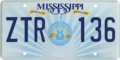 MS license plate ZTR136