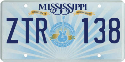 MS license plate ZTR138