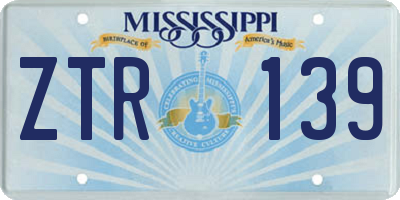 MS license plate ZTR139