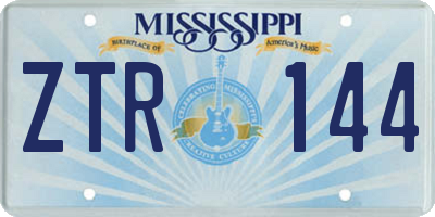 MS license plate ZTR144