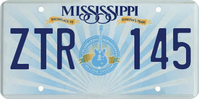 MS license plate ZTR145