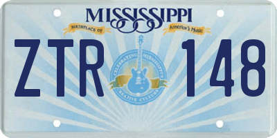 MS license plate ZTR148