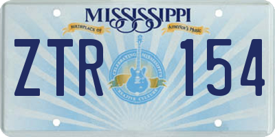 MS license plate ZTR154