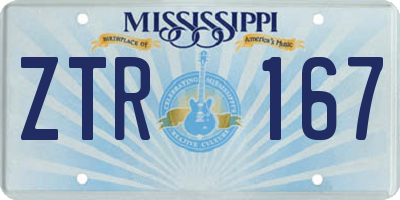 MS license plate ZTR167