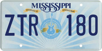 MS license plate ZTR180