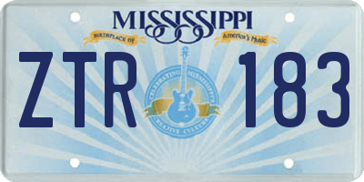 MS license plate ZTR183
