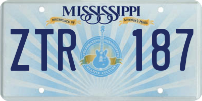 MS license plate ZTR187