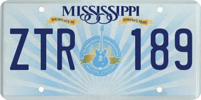 MS license plate ZTR189