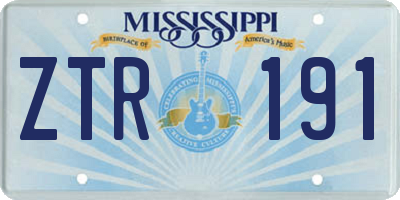 MS license plate ZTR191