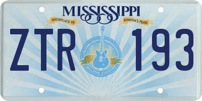 MS license plate ZTR193