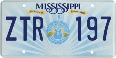 MS license plate ZTR197