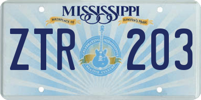 MS license plate ZTR203