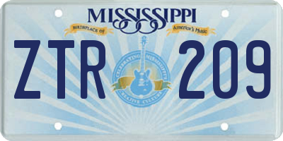 MS license plate ZTR209