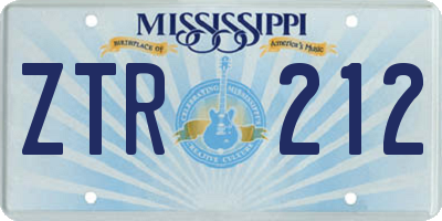 MS license plate ZTR212