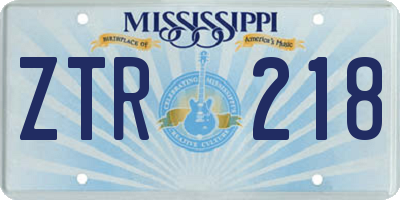 MS license plate ZTR218