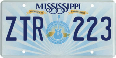 MS license plate ZTR223
