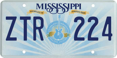 MS license plate ZTR224