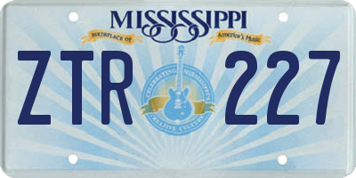 MS license plate ZTR227