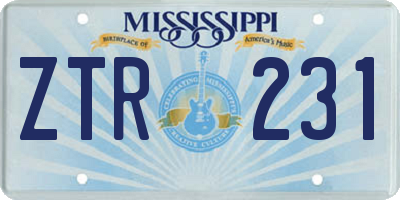 MS license plate ZTR231