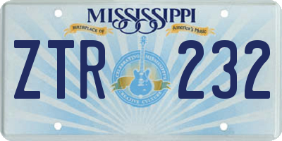 MS license plate ZTR232