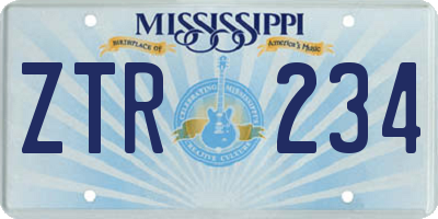 MS license plate ZTR234