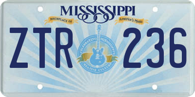 MS license plate ZTR236